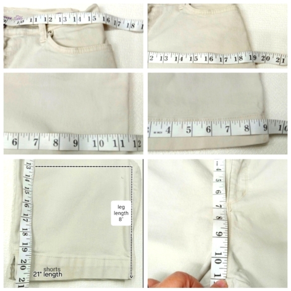 Gloria Vanderbilt Jean Short Burmuda Stretch High Rise Wm 10 Pocket Detail Ivory - Picture 7 of 7